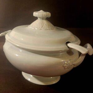A Vintage Oval Powder Blue Ironstone Serving Tureen